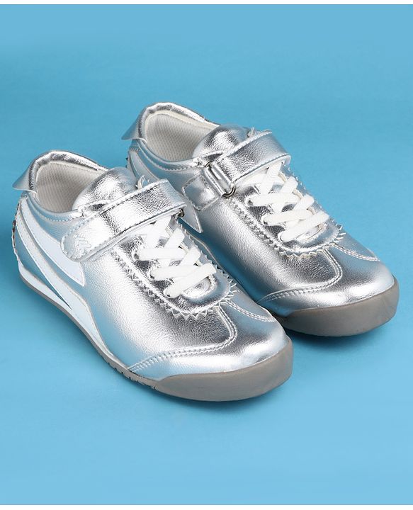 Pine Kids Velcro Closure Casual Shoes with Stripes - Silver