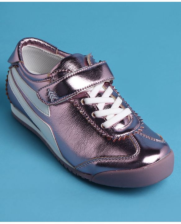 Pine Kids Velcro Closure Casual Shoes with Stripes - Lavender