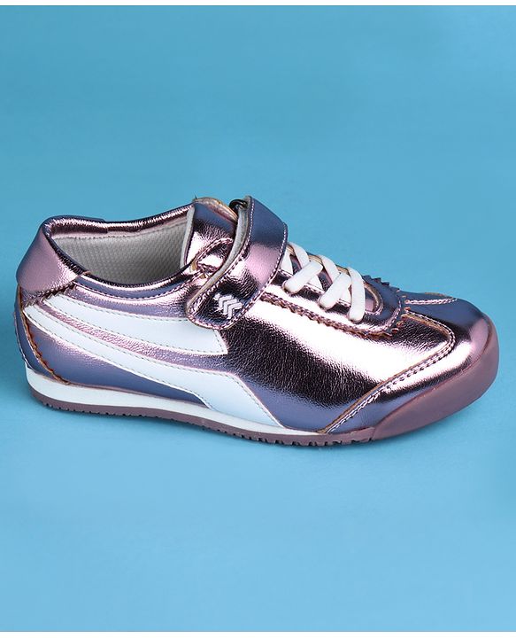 Pine Kids Velcro Closure Casual Shoes with Stripes - Lavender
