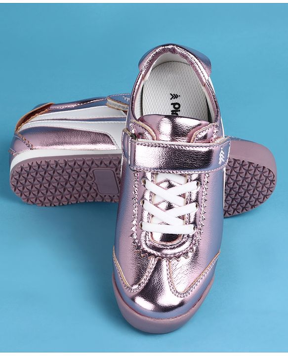 Pine Kids Velcro Closure Casual Shoes with Stripes - Lavender