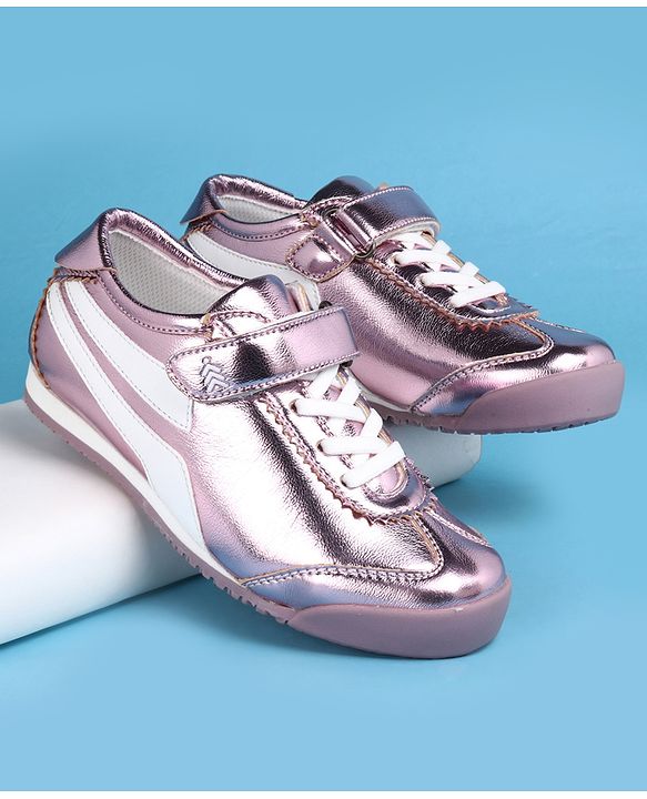 Pine Kids Velcro Closure Casual Shoes with Stripes - Lavender