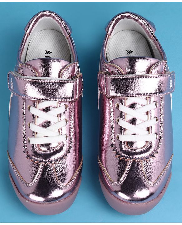 Pine Kids Velcro Closure Casual Shoes with Stripes - Lavender
