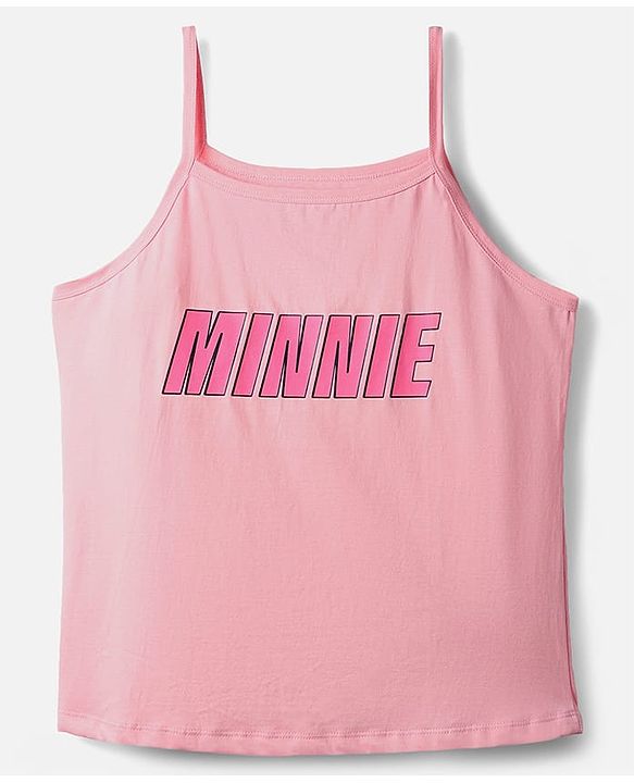 Pine Kids Disney Single Jersey Knit Half Sleeves Regular Collar Shirt and Slip with Minnie and Daisy Graphics - Pink