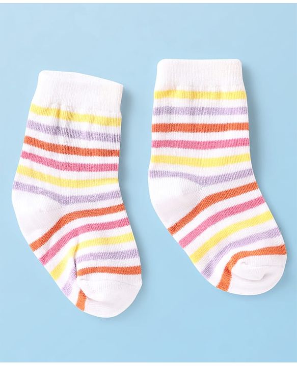 Cute Walk by Babyhug Knit Ankle Length Anti Bacterial Socks With Floral & Heart Design Pack of 5 - Multicolor