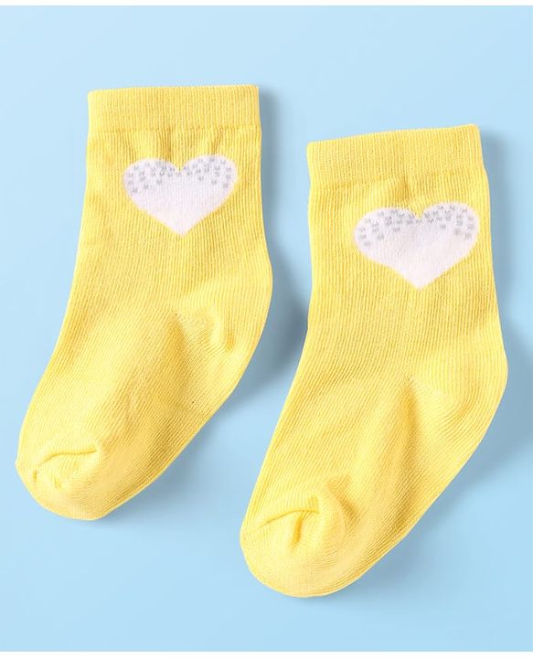 Cute Walk by Babyhug Knit Ankle Length Anti Bacterial Socks With Floral & Heart Design Pack of 5 - Multicolor