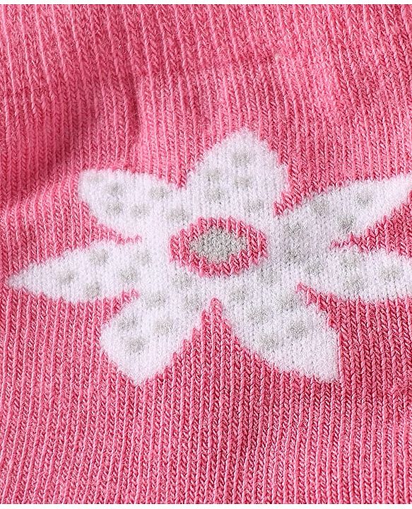 Cute Walk by Babyhug Knit Ankle Length Anti Bacterial Socks With Floral & Heart Design Pack of 5 - Multicolor