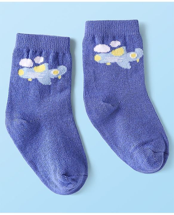 Cute Walk By Babyhug Cotton Knit Ankle Length Anti Bacterial Socks With Stripes & Vehicles Design Pack Of 5 - Multi Colour