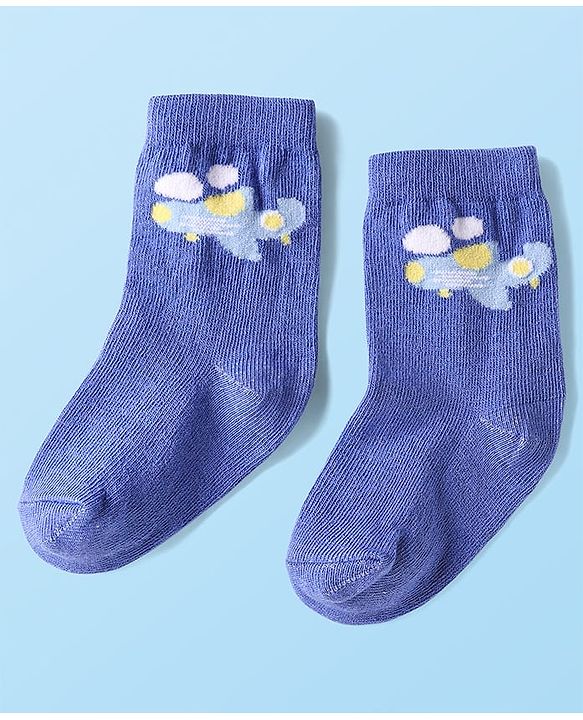 Cute Walk By Babyhug Cotton Knit Ankle Length Anti Bacterial Socks With Stripes & Vehicles Design Pack Of 5 - Multi Colour