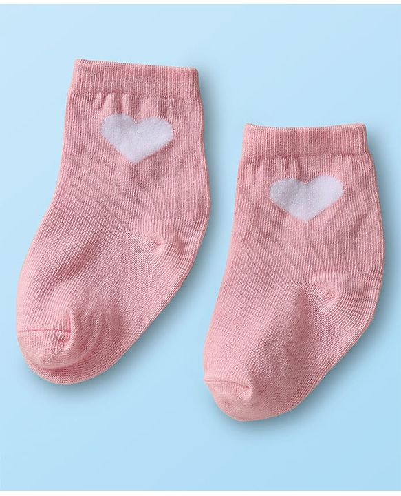 Cute Walk by Babyhug Ankle Length Anti Bacterial Sock with Heart Design Pack of 3 - White Pink & Black