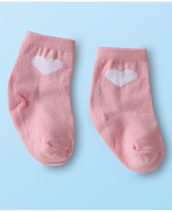 Cute Walk by Babyhug Ankle Length Anti Bacterial Sock with Heart Design Pack of 3 - White Pink & Black