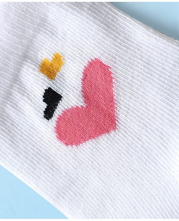 Cute Walk by Babyhug Ankle Length Anti Bacterial Sock with Heart Design Pack of 3 - White Pink & Black