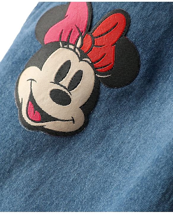 Pine Kids Disney Single Jersey Knit Drop Shoulder Half Sleeves Oversized T-Shirt & Skirt Set with Front & Back Minnie Mouse Graphics - Light Green & Blue