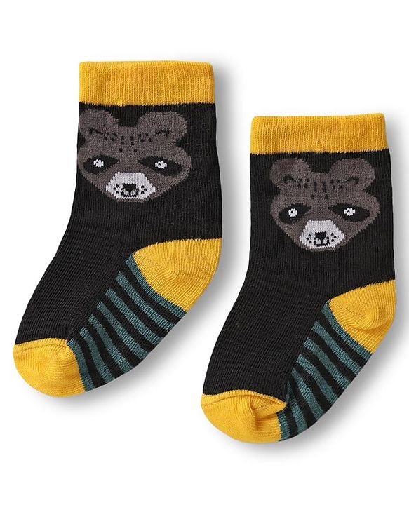 Cute Walk by Babyhug Knit Ankle Length Anti Bacterial Socks with Animal Design & Stripes Pack of 3 - Multicolor