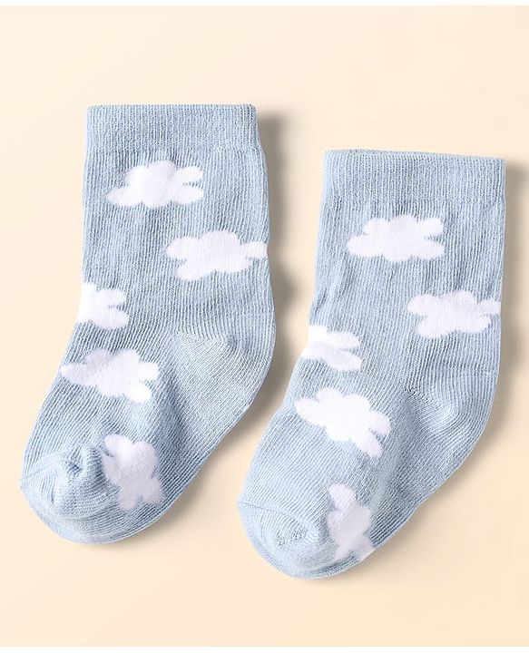 Cute Walk by Babyhug Ankle Length Anti Bacterial Socks With Cloud Design Pack of 5 - Multicolor