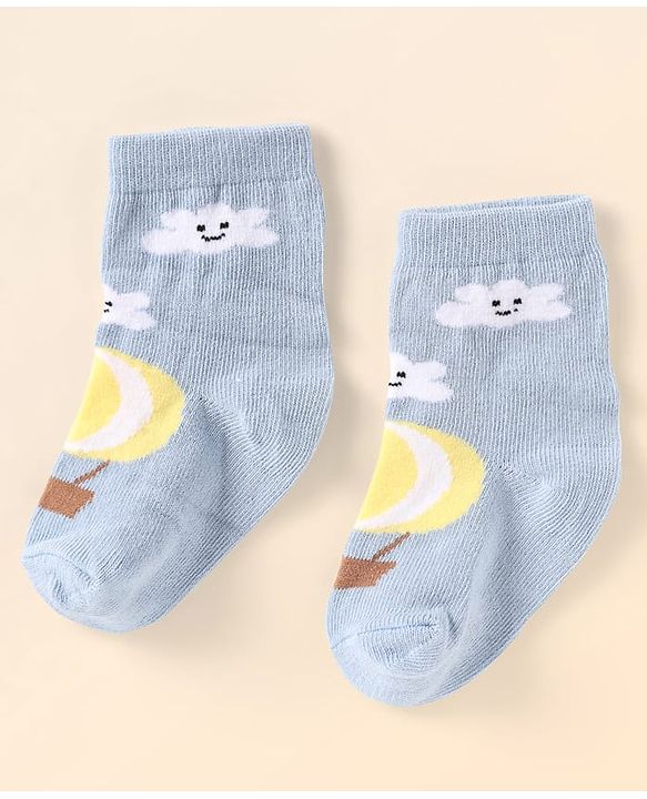 Cute Walk by Babyhug Ankle Length Anti Bacterial Socks With Cloud Design Pack of 5 - Multicolor