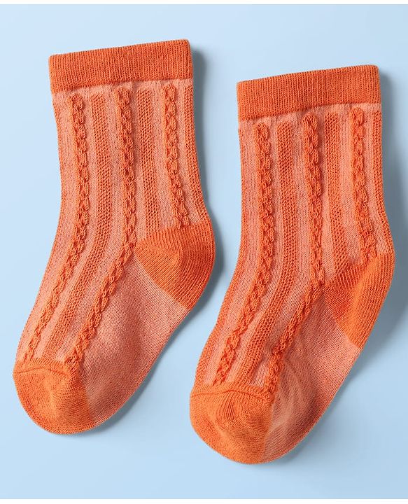 Cute Walk By Babyhug Knit Ankle Length Anti Bacterial Solid Socks Pack of 3 - White Grey & Orange