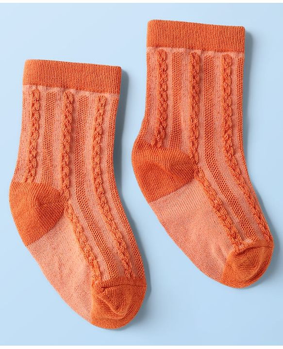 Cute Walk By Babyhug Knit Ankle Length Anti Bacterial Solid Socks Pack of 3 - White Grey & Orange