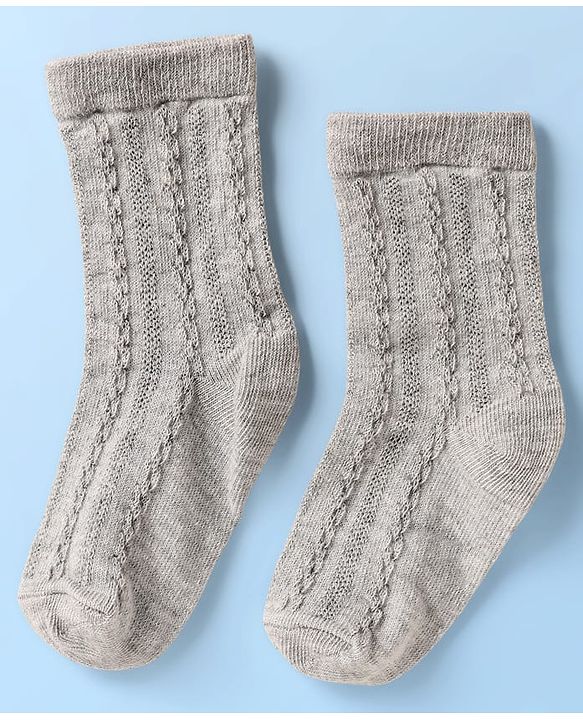Cute Walk By Babyhug Knit Ankle Length Anti Bacterial Solid Socks Pack of 3 - White Grey & Orange