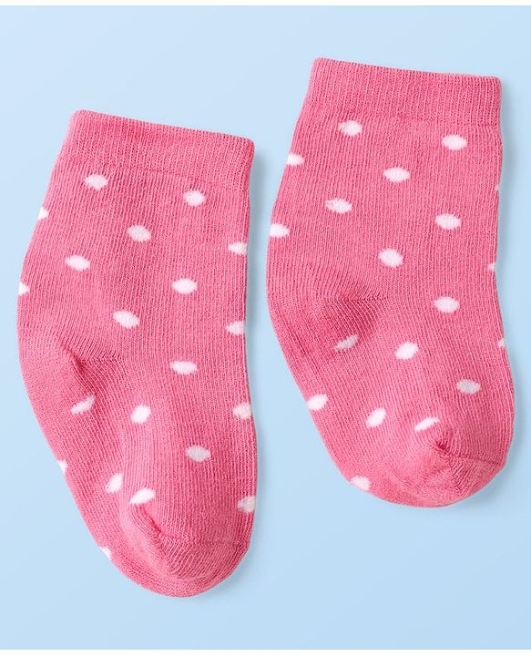 Cute Walk By Babyhug Knit Ankle Length Anti Bacterial Socks With Stripes & Floral Design Pack of 3 - Pink Yellow & White
