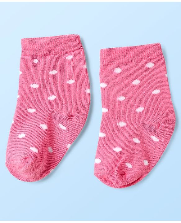 Cute Walk By Babyhug Knit Ankle Length Anti Bacterial Socks With Stripes & Floral Design Pack of 3 - Pink Yellow & White