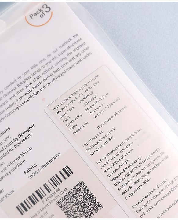 Babyhug 6 Layer Muslin Cotton Wash Cloths for Babies| High Absorbency| Ultra Soft & Baby Safe| Machine Washable| Feeding| Diapering| Newborn Face Towel| Burp Cloth| Wipes Pack of 3 - White