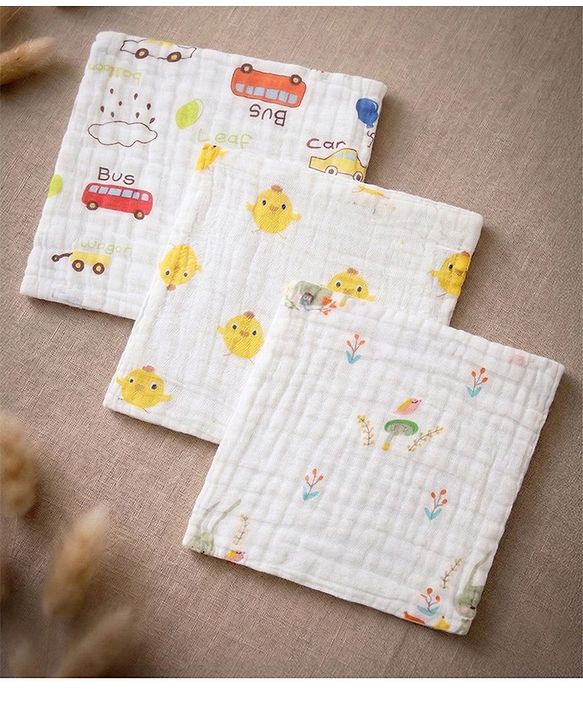 Babyhug 6 Layer Muslin Cotton Wash Cloths for Babies| High Absorbency| Ultra Soft & Baby Safe| Machine Washable| Feeding| Diapering| Newborn Face Towel| Burp Cloth| Wipes Pack of 3 - White