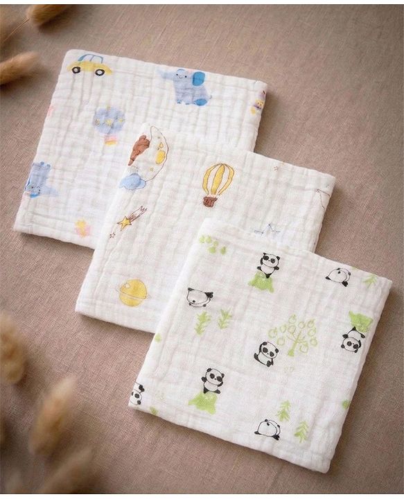 Babyhug 6 Layer Muslin Cotton Wash Cloths for Babies| High Absorbency| Ultra Soft & Baby Safe| Machine Washable| Feeding| Diapering| Newborn Face Towel| Burp Cloth| Wipes Pack of 3 - White