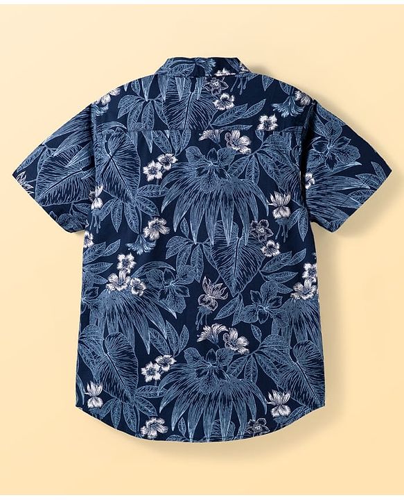 Pine Kids Cotton Woven Half Sleeves Shirt With T-Shirt & Floral Print - Multicolour