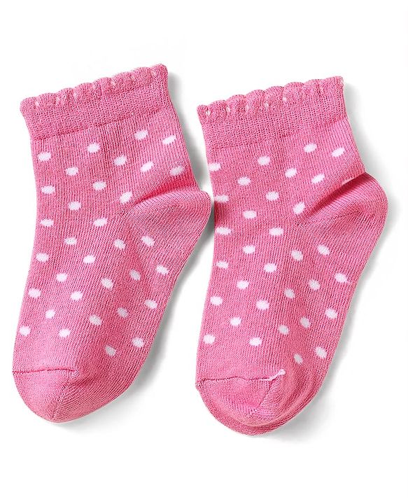 Cute Walk by Babyhug Knit Ankle Length Antibacterial Socks With Polka Dot Design & Stripes Pack Of 3 - Pink & Purple