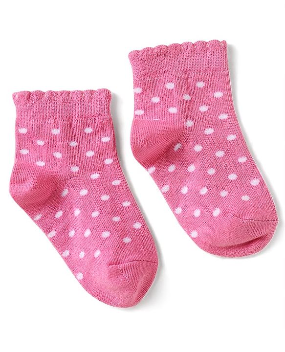 Cute Walk by Babyhug Knit Ankle Length Antibacterial Socks With Polka Dot Design & Stripes Pack Of 3 - Pink & Purple
