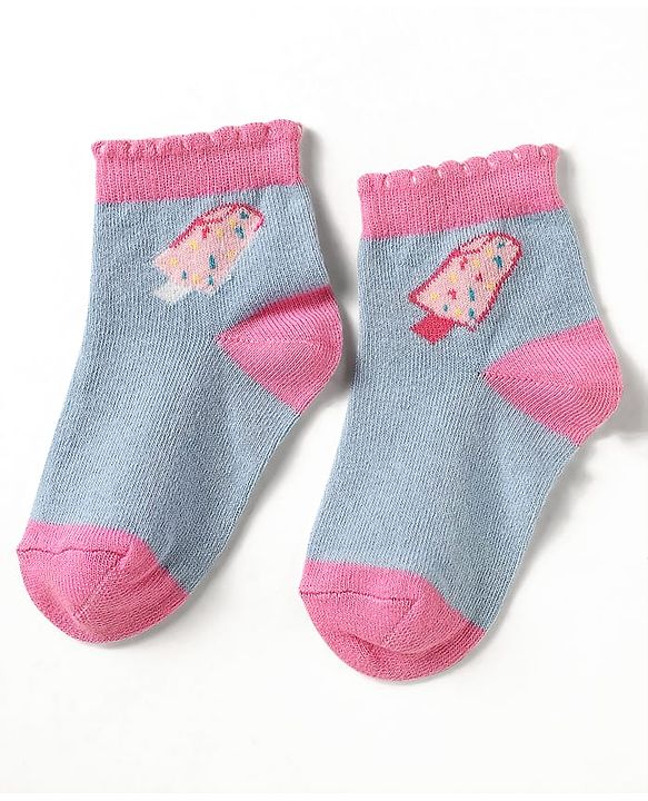 Cute Walk by Babyhug Knit Ankle Length Antibacterial Socks With Polka Dot Design & Stripes Pack Of 3 - Pink & Purple