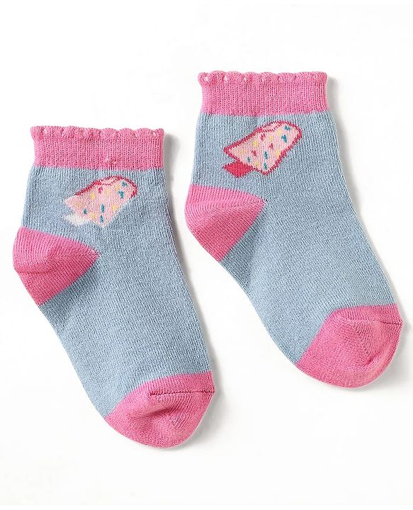 Cute Walk by Babyhug Knit Ankle Length Antibacterial Socks With Polka Dot Design & Stripes Pack Of 3 - Pink & Purple