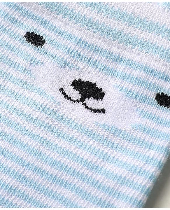 Cute Walk by Babyhug Knit Ankle Length Antibacterial Socks With Stripes Pack Of 3 - Light Blue Black & Grey