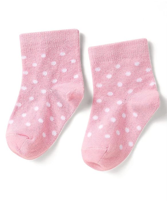 Cute Walk by Babyhug Knit Antibacterial Ankle Length Socks With Polka Dots & Floral Design Pack Of 3 - Pink & Black
