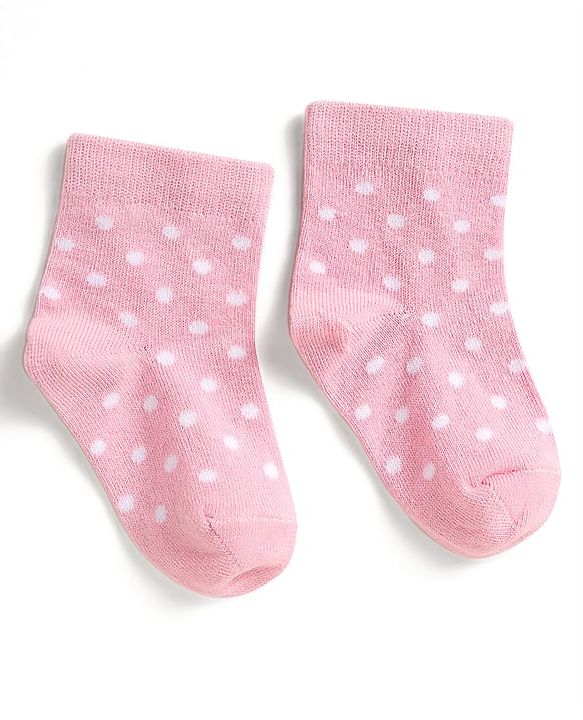 Cute Walk by Babyhug Knit Antibacterial Ankle Length Socks With Polka Dots & Floral Design Pack Of 3 - Pink & Black