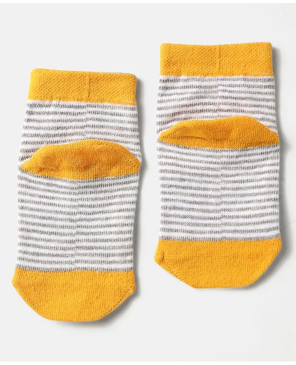Cute Walk by Babyhug Knit Antibacterial Ankle Length Socks With Stripes & Vehicle Design Pack Of 3 - Light Blue Grey & Yellow