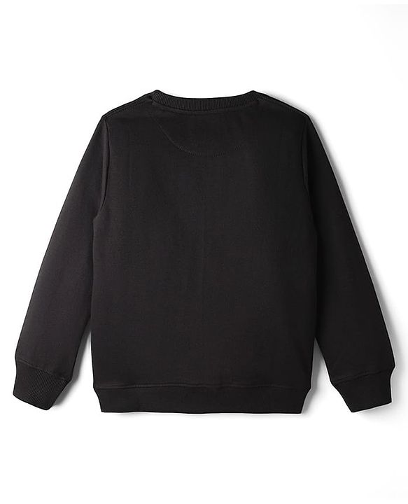 Pine Kids Cotton Knit Full Sleeves Text Printed Sweatshirt - Black