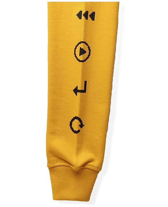 Pine Kids Knit Full Sleeves Sweatshirt With Text Print - Gold