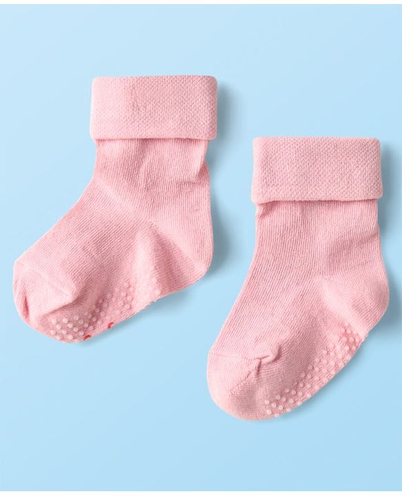 Cute Walk by Babyhug Knit Ankle Length Anti Bacterial Anti Skid Socks with Nautical Design Pack of 3 - Black Pink & White
