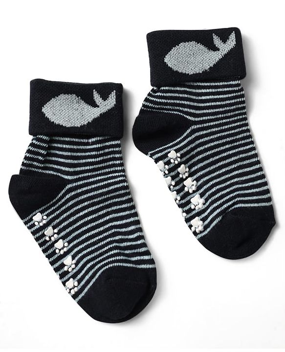 Cute Walk by Babyhug Knit Antibacterial Ankle Length Anti Skid Socks With Stripes Pack Of 3 - Black Light Blue & Grey