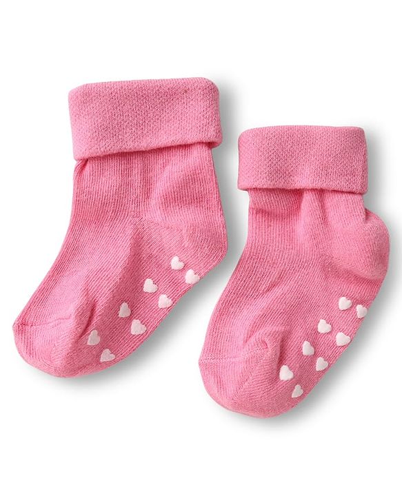 Cute Walk by Babyhug Ankle Length Anti Bacterial Anti Skid Socks with Stripes Pack of 3 - Pink & White