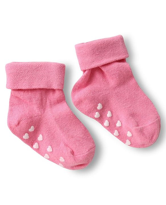 Cute Walk by Babyhug Ankle Length Anti Bacterial Anti Skid Socks with Stripes Pack of 3 - Pink & White