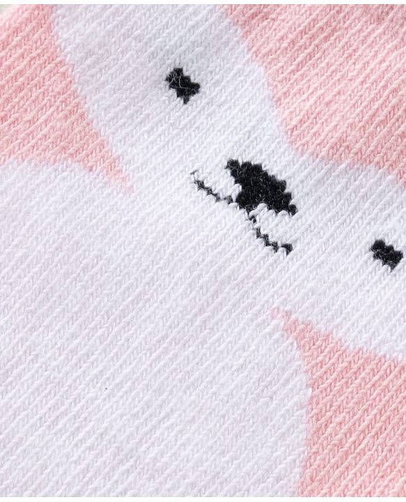 Cute Walk by Babyhug Knit Ankle Length Anti Bacterial Anti Skid Socks with Animal Design Pack of 3 - Grey Pink & Cream