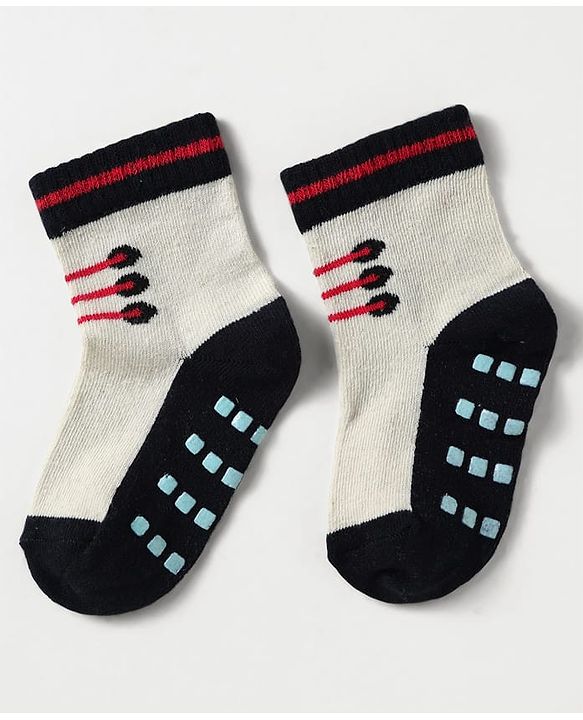 Cute Walk by Babyhug Knit Antibacterial Ankle Length Anti Skid Socks With Shoes Design Pack Of 3 - Red White & Cream