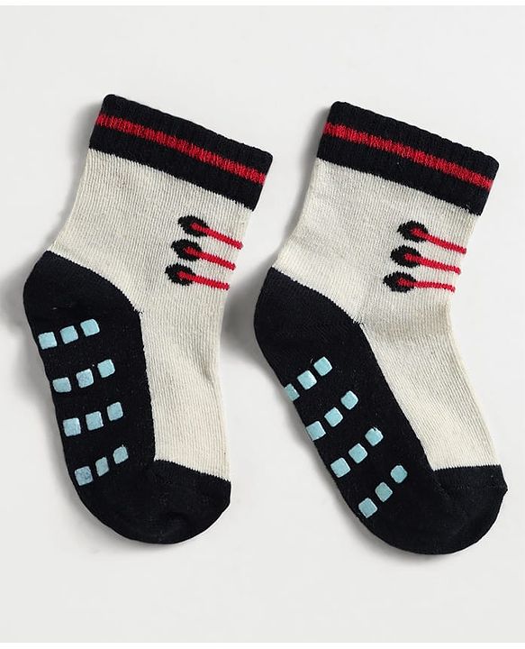 Cute Walk by Babyhug Knit Antibacterial Ankle Length Anti Skid Socks With Shoes Design Pack Of 3 - Red White & Cream
