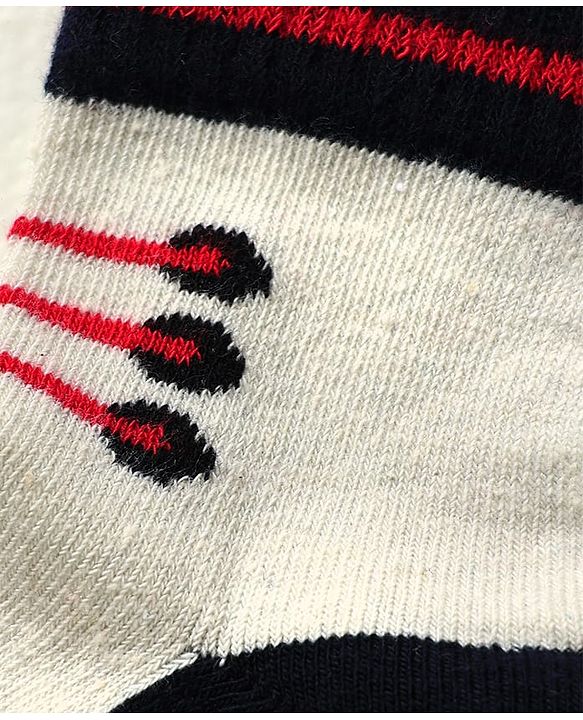 Cute Walk by Babyhug Knit Antibacterial Ankle Length Anti Skid Socks With Shoes Design Pack Of 3 - Red White & Cream