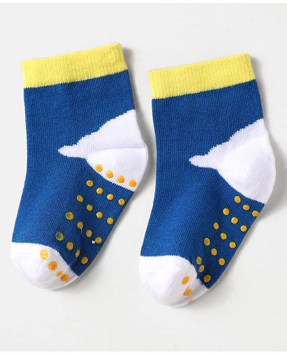 Cute Walk by Babyhug Knit Antibacterial Ankle Length Anti Skid Socks With Sun Design Pack Of 3 - Red Blue & Light Blue