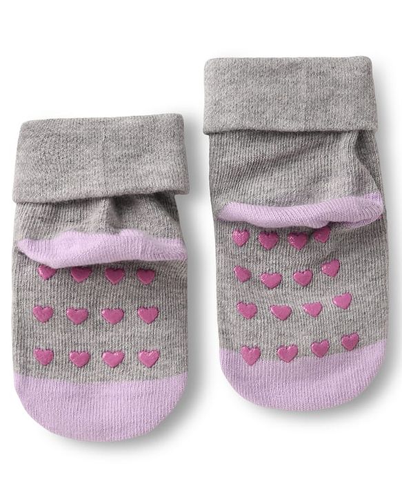 Cute Walk by Babyhug Ankle Length Anti Bacterial Anti Skid Striped Socks with Rainbow & Unicorn Design Pack of 3 - Pink Grey & White