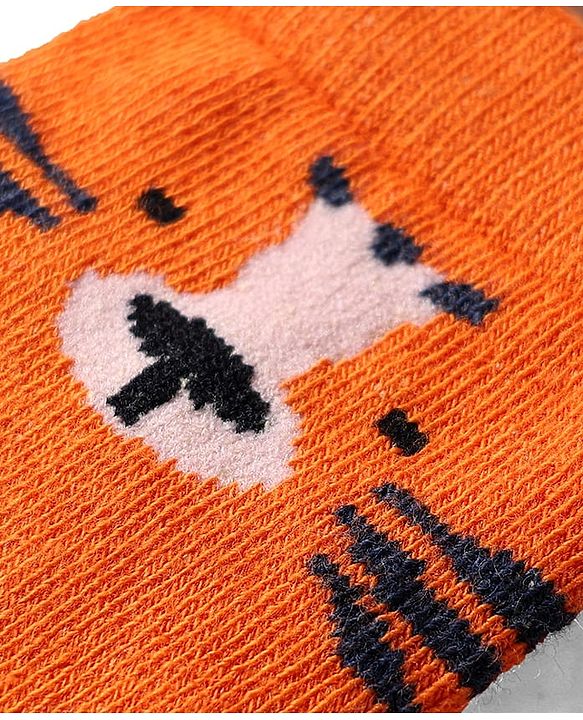 Cute Walk By Babyhug Cotton Knit Ankle Length Anti Bacterial Anti Skid Socks With Animal Print Pack Of 3 - Multi Colour