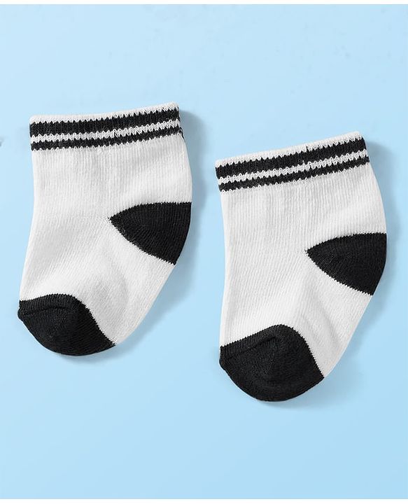 Cute Walk by Babyhug Knit Ankle Length Anti Bacterial Socks with Stripes & Football Design Pack of 5 - Navy Blue & White